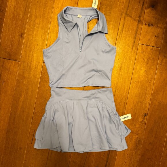 NWT Old Navy Active Blue Zip Front Racerback Top – Size M – Preppy Golf Vibes - Picture 7 of 8